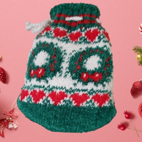 Festive Knitted Drawstring Christmas Stocking Bags  - Set of 2   NWOT - Picture 3 of 6